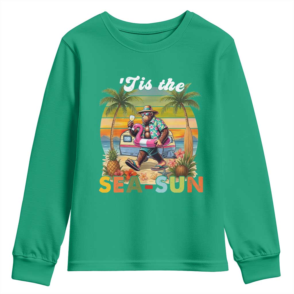 Hawaiian Bigfoot Christmas In July Youth Sweatshirt Tis The Sea-Sun