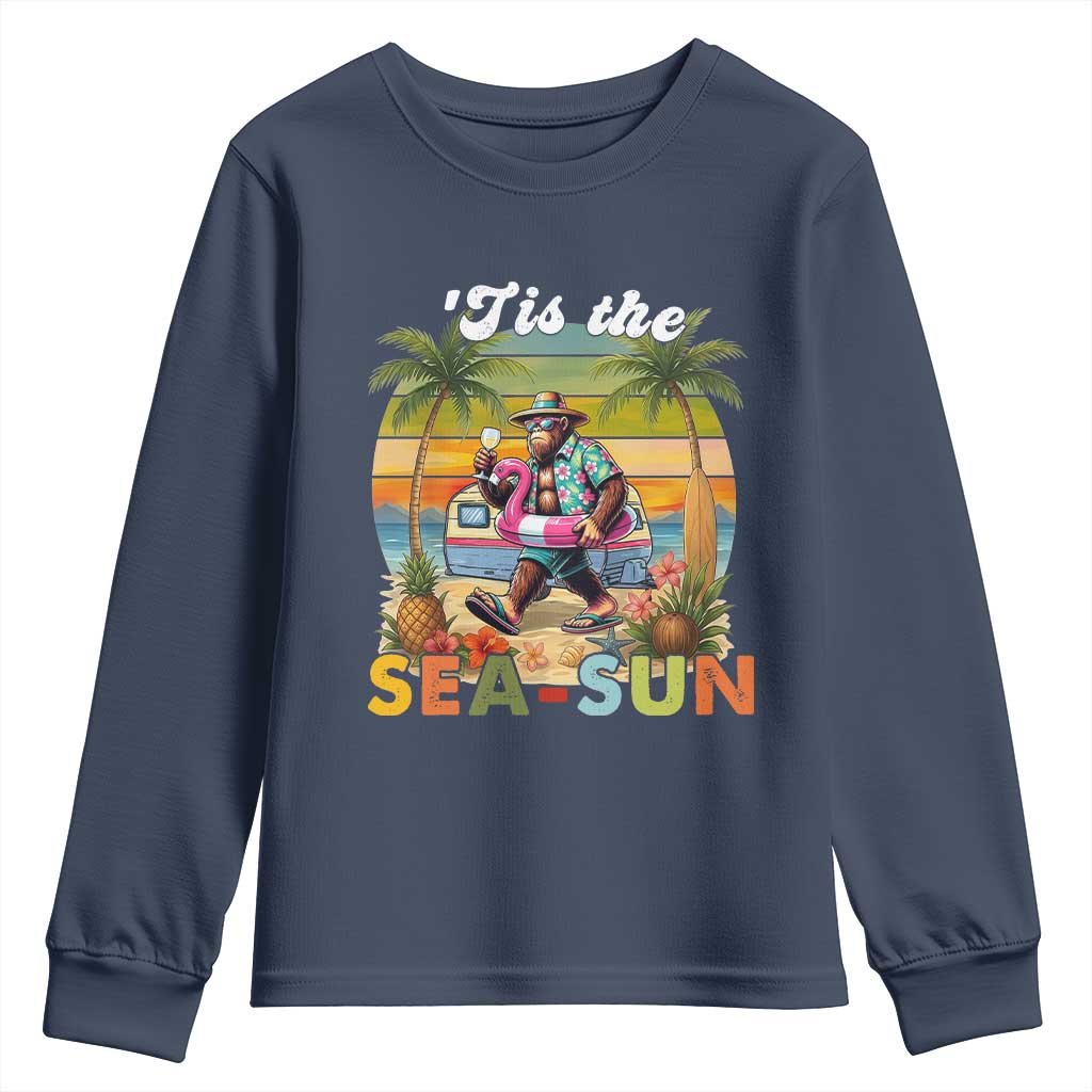 Hawaiian Bigfoot Christmas In July Youth Sweatshirt Tis The Sea-Sun