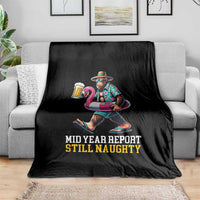 Mid-Year Report Still Naughty Throw Blanket Funny Bigfoot Drinking Beer Christmas in July
