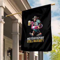 Mid-Year Report Still Naughty Garden Flag Funny Bigfoot Drinking Beer Christmas in July