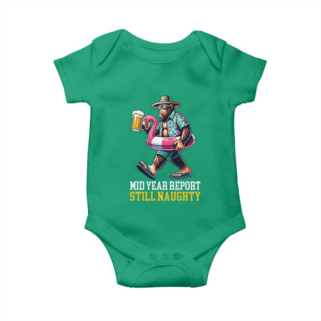 Mid-Year Report Still Naughty Baby Onesie Funny Bigfoot Drinking Beer Christmas in July