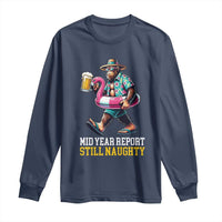 Mid-Year Report Still Naughty Long Sleeve Shirt Funny Bigfoot Drinking Beer Christmas in July