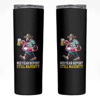 Mid-Year Report Still Naughty Skinny Tumbler Funny Bigfoot Drinking Beer Christmas in July
