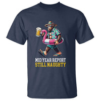 Mid-Year Report Still Naughty T Shirt Funny Bigfoot Drinking Beer Christmas in July