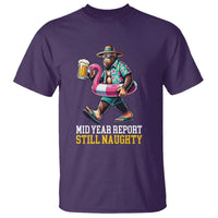 Mid-Year Report Still Naughty T Shirt Funny Bigfoot Drinking Beer Christmas in July