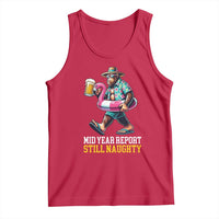 Mid-Year Report Still Naughty Tank Top Funny Bigfoot Drinking Beer Christmas in July