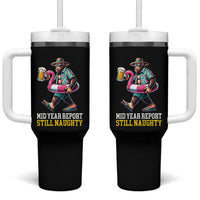 Mid-Year Report Still Naughty Tumbler With Handle Funny Bigfoot Drinking Beer Christmas in July