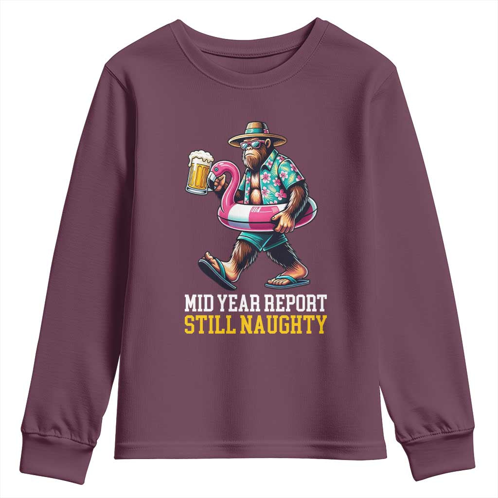 Mid-Year Report Still Naughty Youth Sweatshirt Funny Bigfoot Drinking Beer Christmas in July