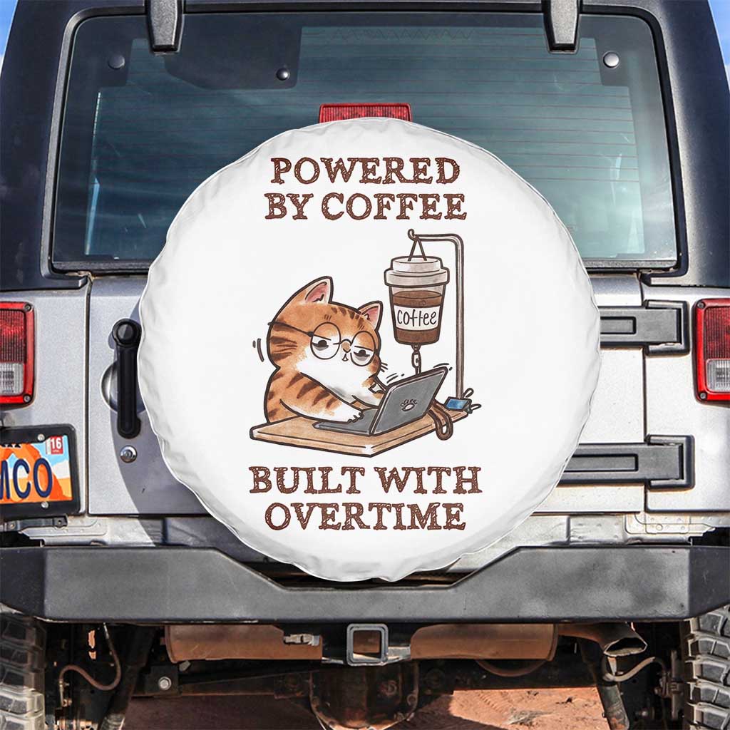 Funny Cat Drinking Coffee Spare Tire Cover I Dont Care What Day It Is Its Early I Want Coffee - Wonder Print Shop