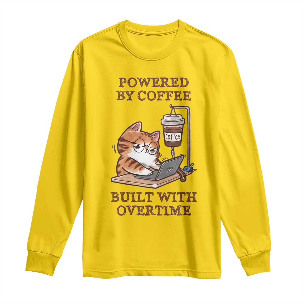 Funny Cat Drinking Coffee Long Sleeve Shirt I Dont Care What Day It Is Its Early I Want Coffee - Wonder Print Shop
