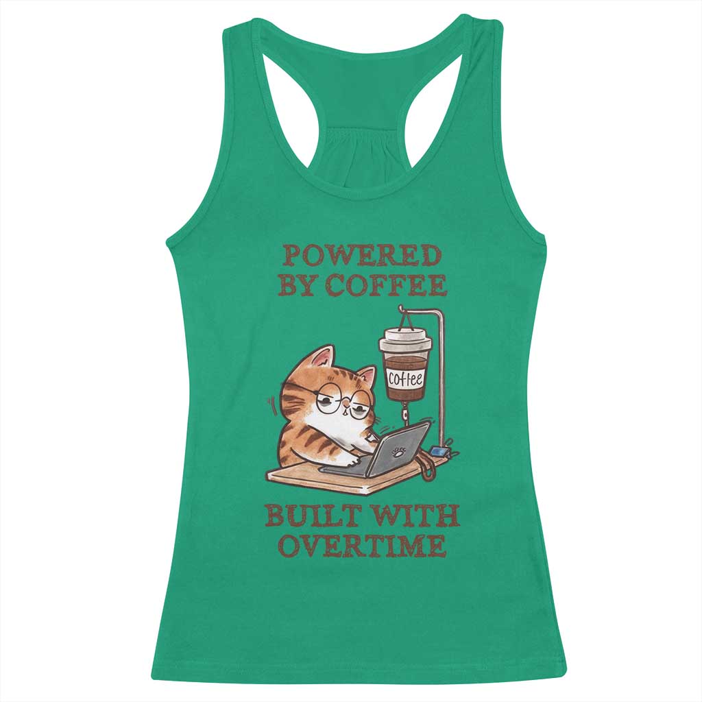 Funny Cat Drinking Coffee Racerback Tank Top I Dont Care What Day It Is Its Early I Want Coffee - Wonder Print Shop