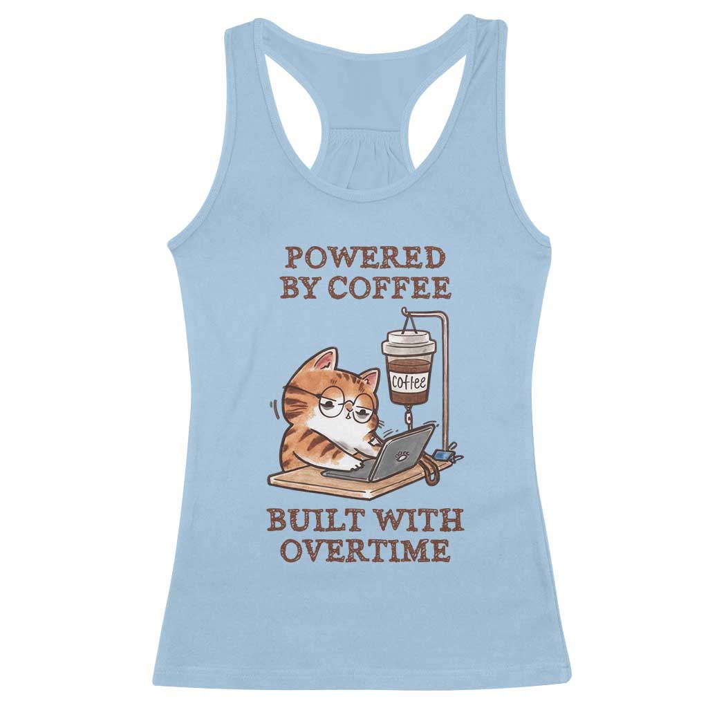 Funny Cat Drinking Coffee Racerback Tank Top I Dont Care What Day It Is Its Early I Want Coffee - Wonder Print Shop
