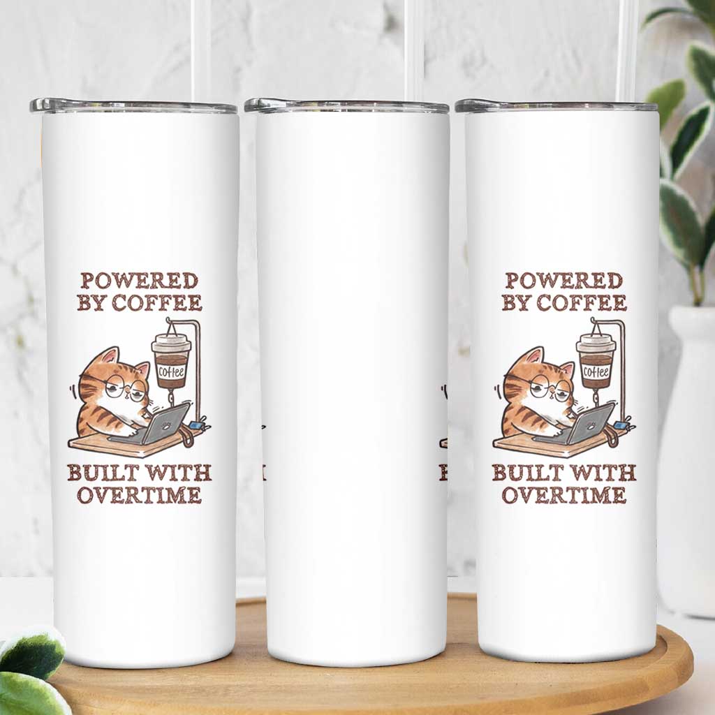 Funny Cat Drinking Coffee Skinny Tumbler I Dont Care What Day It Is Its Early I Want Coffee