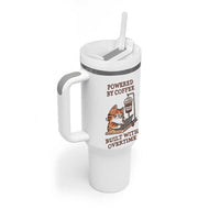 Funny Cat Drinking Coffee Tumbler With Handle I Dont Care What Day It Is Its Early I Want Coffee