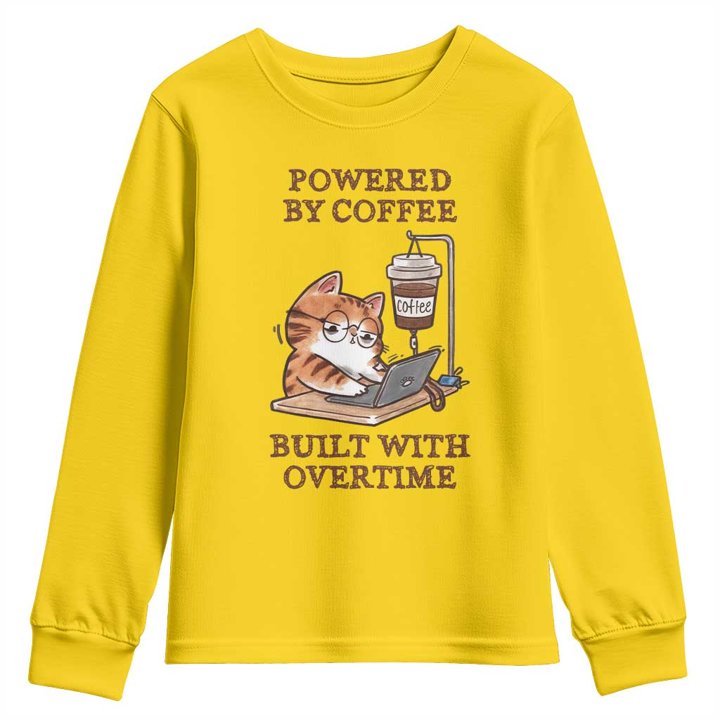 Funny Cat Drinking Coffee Youth Sweatshirt I Dont Care What Day It Is Its Early I Want Coffee - Wonder Print Shop
