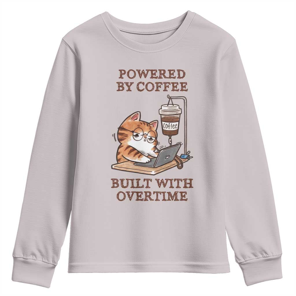 Funny Cat Drinking Coffee Youth Sweatshirt I Dont Care What Day It Is Its Early I Want Coffee - Wonder Print Shop