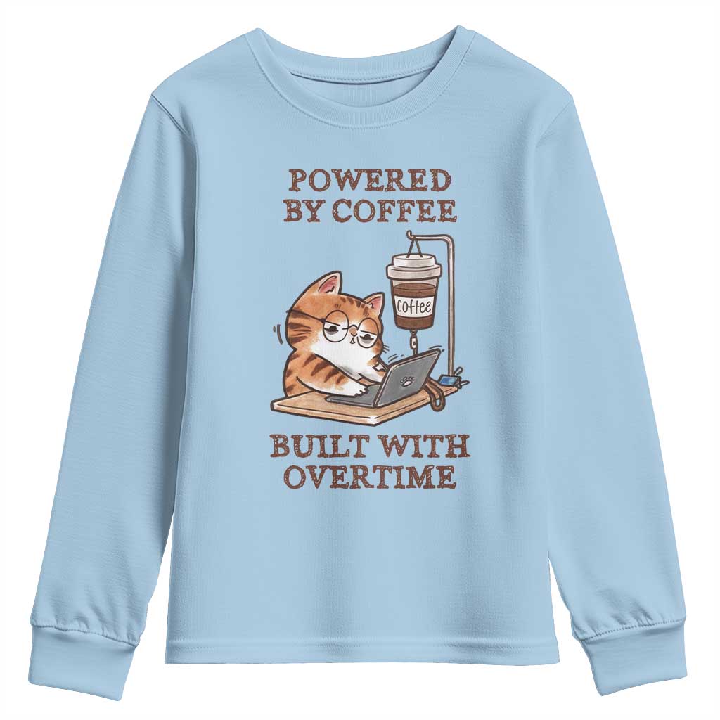Funny Cat Drinking Coffee Youth Sweatshirt I Dont Care What Day It Is Its Early I Want Coffee - Wonder Print Shop
