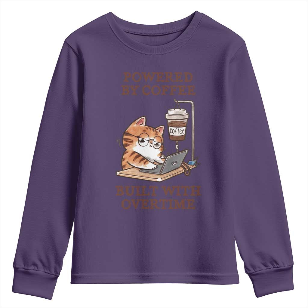 Funny Cat Drinking Coffee Youth Sweatshirt I Dont Care What Day It Is Its Early I Want Coffee - Wonder Print Shop