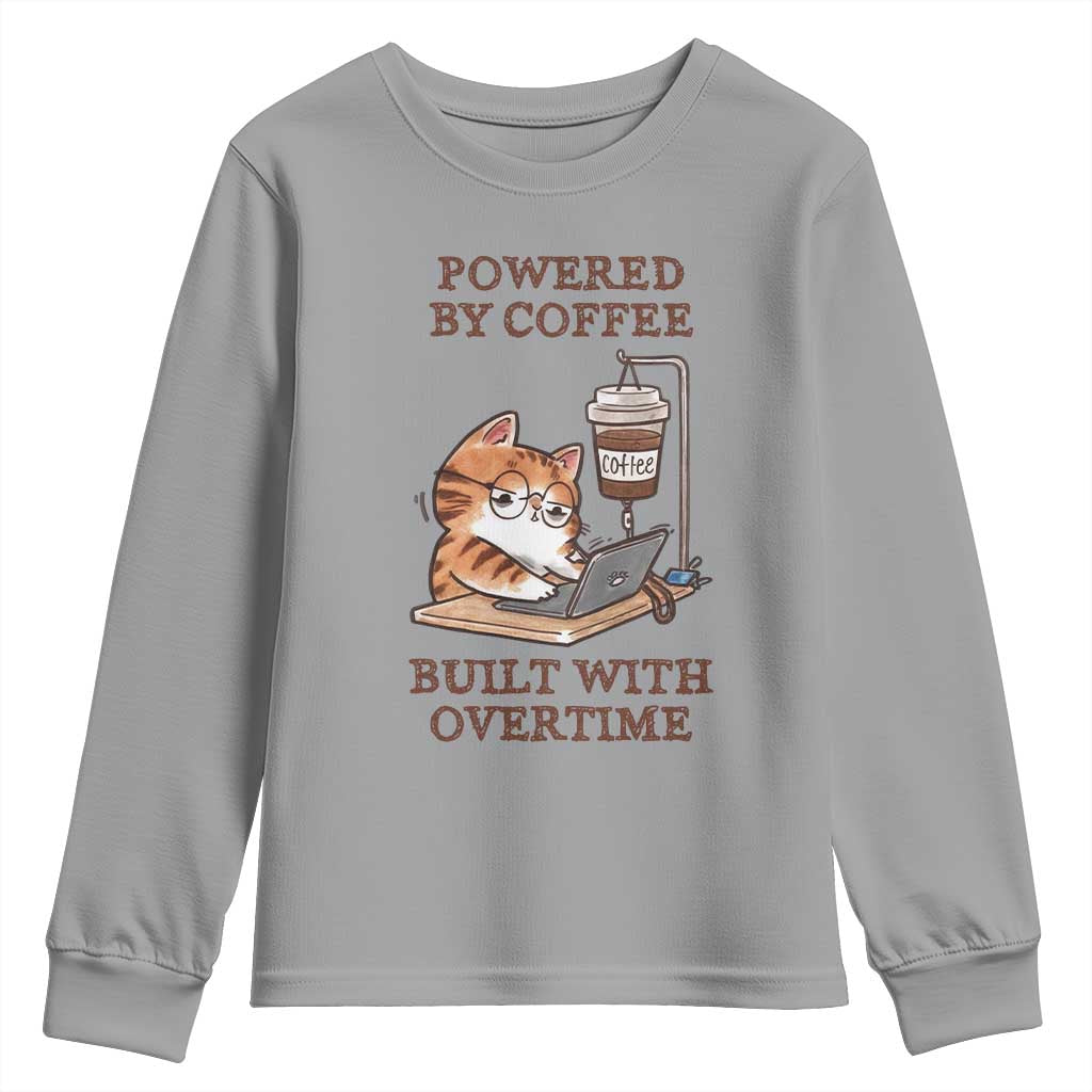 Funny Cat Drinking Coffee Youth Sweatshirt I Dont Care What Day It Is Its Early I Want Coffee - Wonder Print Shop