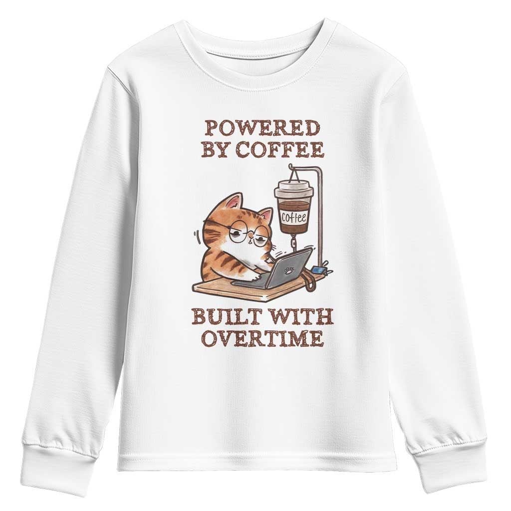 Funny Cat Drinking Coffee Youth Sweatshirt I Dont Care What Day It Is Its Early I Want Coffee - Wonder Print Shop