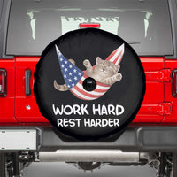 Funny Lazy Cat Spare Tire Cover Work Hard Rest Harder Cute Kitty Humor - Wonder Print Shop