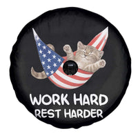 Funny Lazy Cat Spare Tire Cover Work Hard Rest Harder Cute Kitty Humor - Wonder Print Shop
