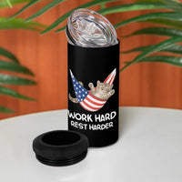 Funny Lazy Cat 4 in 1 Can Cooler Tumbler Work Hard Rest Harder Cute Kitty Humor