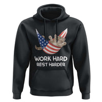 Funny Lazy Cat Hoodie Work Hard Rest Harder Cute Kitty Humor - Wonder Print Shop