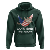Funny Lazy Cat Hoodie Work Hard Rest Harder Cute Kitty Humor - Wonder Print Shop