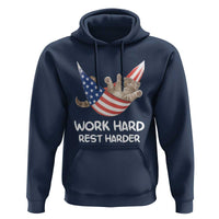 Funny Lazy Cat Hoodie Work Hard Rest Harder Cute Kitty Humor - Wonder Print Shop
