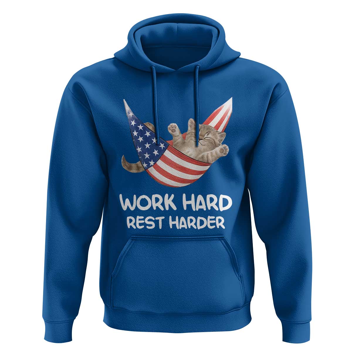 Funny Lazy Cat Hoodie Work Hard Rest Harder Cute Kitty Humor - Wonder Print Shop