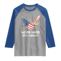 Funny Lazy Cat Raglan Shirt Work Hard Rest Harder Cute Kitty Humor - Wonder Print Shop
