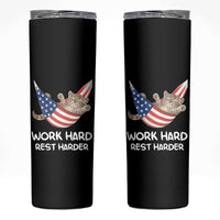 Funny Lazy Cat Skinny Tumbler Work Hard Rest Harder Cute Kitty Humor