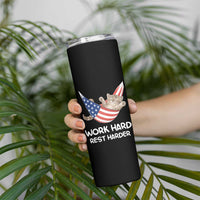 Funny Lazy Cat Skinny Tumbler Work Hard Rest Harder Cute Kitty Humor