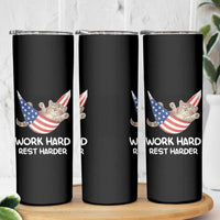 Funny Lazy Cat Skinny Tumbler Work Hard Rest Harder Cute Kitty Humor