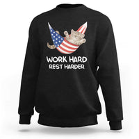 Funny Lazy Cat Sweatshirt Work Hard Rest Harder Cute Kitty Humor - Wonder Print Shop