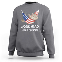 Funny Lazy Cat Sweatshirt Work Hard Rest Harder Cute Kitty Humor - Wonder Print Shop