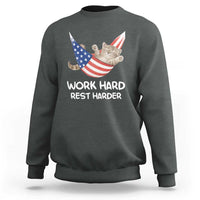 Funny Lazy Cat Sweatshirt Work Hard Rest Harder Cute Kitty Humor - Wonder Print Shop
