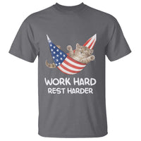 Funny Lazy Cat T Shirt Work Hard Rest Harder Cute Kitty Humor - Wonder Print Shop