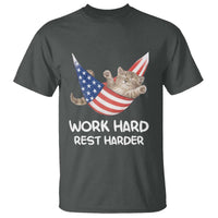 Funny Lazy Cat T Shirt Work Hard Rest Harder Cute Kitty Humor - Wonder Print Shop