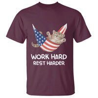 Funny Lazy Cat T Shirt Work Hard Rest Harder Cute Kitty Humor - Wonder Print Shop
