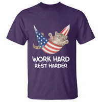 Funny Lazy Cat T Shirt Work Hard Rest Harder Cute Kitty Humor - Wonder Print Shop