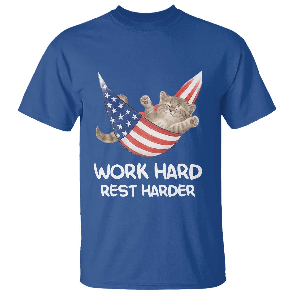 Funny Lazy Cat T Shirt Work Hard Rest Harder Cute Kitty Humor - Wonder Print Shop