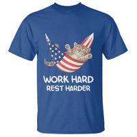 Funny Lazy Cat T Shirt Work Hard Rest Harder Cute Kitty Humor - Wonder Print Shop