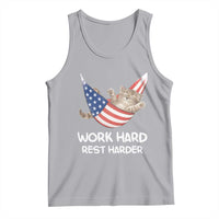 Funny Lazy Cat Tank Top Work Hard Rest Harder Cute Kitty Humor - Wonder Print Shop