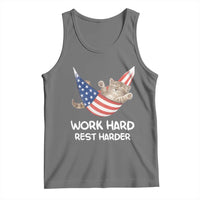 Funny Lazy Cat Tank Top Work Hard Rest Harder Cute Kitty Humor - Wonder Print Shop