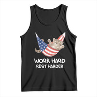 Funny Lazy Cat Tank Top Work Hard Rest Harder Cute Kitty Humor - Wonder Print Shop