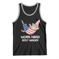 Funny Lazy Cat Tank Top Work Hard Rest Harder Cute Kitty Humor - Wonder Print Shop