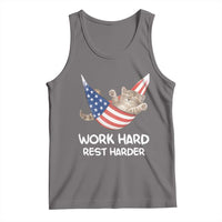 Funny Lazy Cat Tank Top Work Hard Rest Harder Cute Kitty Humor - Wonder Print Shop