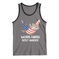 Funny Lazy Cat Tank Top Work Hard Rest Harder Cute Kitty Humor - Wonder Print Shop